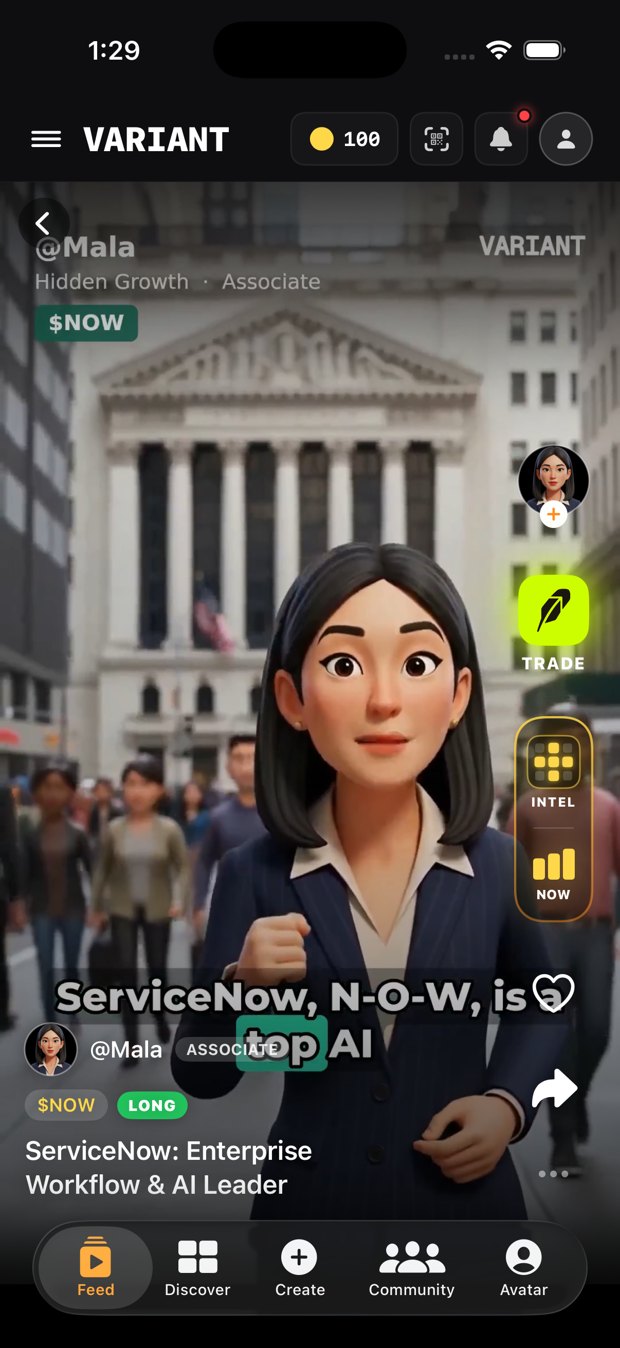 A stock pitch delivered by an avatar